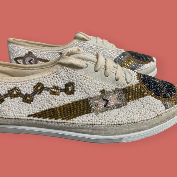 🎉 HP 🕰️ VTG RARE 90s COLORWERKS BEADED CLOCK CASUAL SNEAKERS SZ 10 - Picture 5 of 15